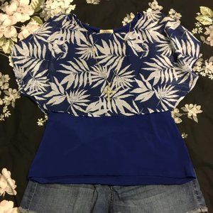Royal Blue Tropical Print Blouse
